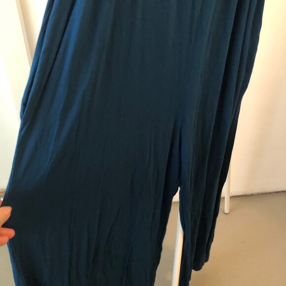 ALEXANDER + DAVID JUMPSUIT TEAL SPAGHETTI STRAP WIDE LOOSE KNIT SIZE L - Picture 8 of 11